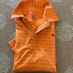 Vibrant Orange Striped Polo for Kids